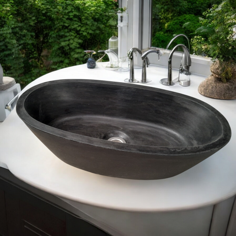 Image of Calypso Black Bespoke Concrete Basin 56 x 29.5 x 15cm Seedleme
