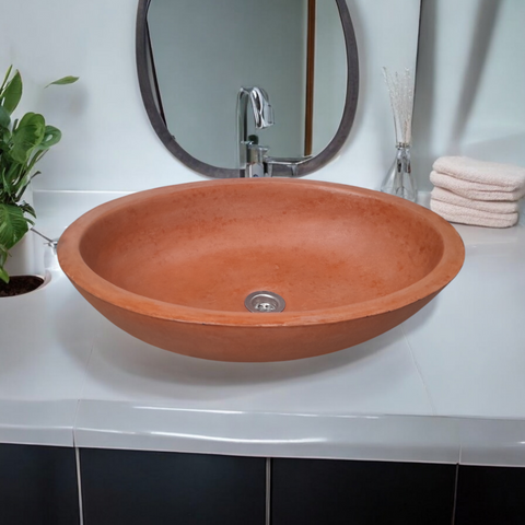 Image of Angels Rock Pool Terracota Bespoke Bathroom Sink 545 x 400 x 165mm Seedleme