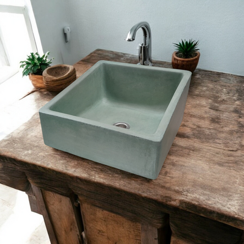Image of Bespoke Green Concrete Slanting Pyramid Sink 360 x 365mm Seedleme