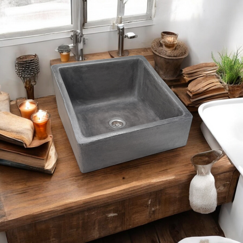 Image of Bespoke Charcoal Concrete Slanting Pyramid 360 x 365mm Seedleme