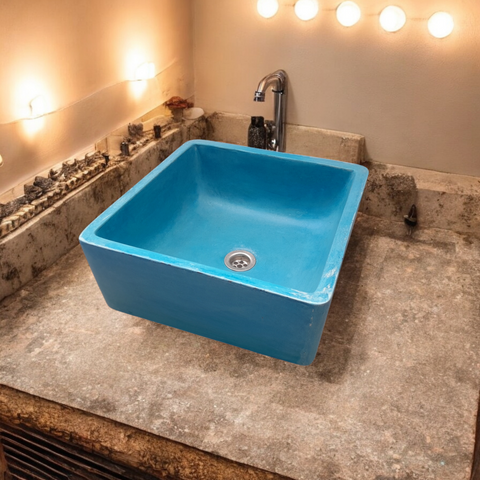 Image of Mermaids Pond 39x39x16cm Blue Bespoke Sink Seedleme