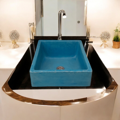 Image of Bespoke Blue Concrete Slanting Pyramid 360 x 365mm Seedleme