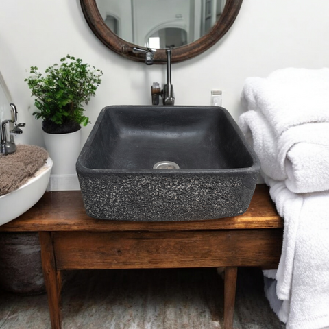 Image of Black Starry Night Bespoke Concrete Cement Handmade Basin Countertop Butler Sink 31x31x12cm Seedleme