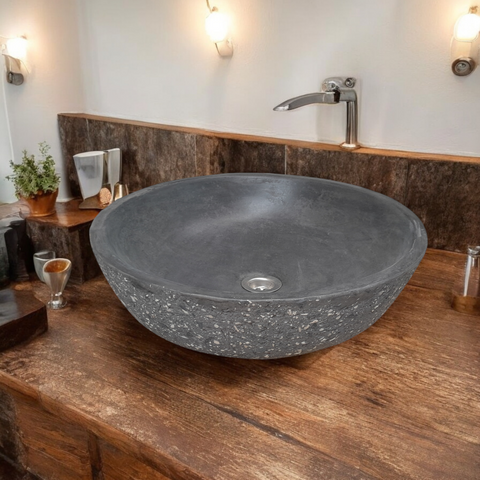 Image of Black Starry Night Bespoke Concrete Concaved Basin 42 x 14cm