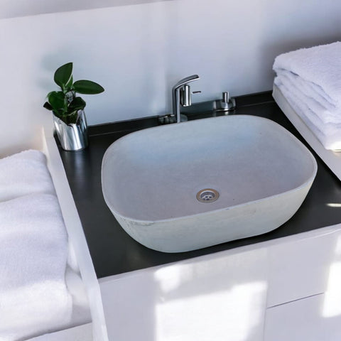Image of Grey Concrete Aquadite Bathroom Sink 50 x 40.5 x 14.5cm Seedleme