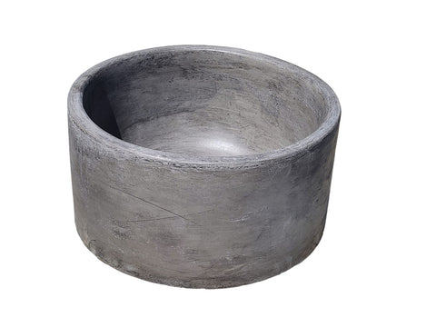 Image of Round Flat Charcoal Concrete Sink. Hand Crafted in South Africa. High-quality Bespoke 40 x 40 x 25cm Seedleme