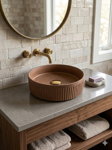 Image of The Pangolin Bespoke Choc Plum Round Ribbed Sink 36 x 11.5