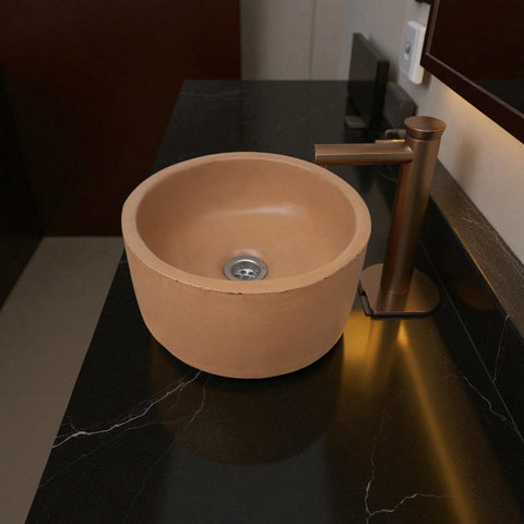Image of Burnt Orange Round Bespoke Concrete Sink 30 x 30 x 13cm Seedleme