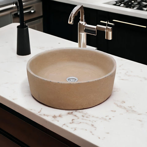 Image of Burnt Orange Bespoke Round Concrete Bathroom Sink 40 x 12cm Seedleme