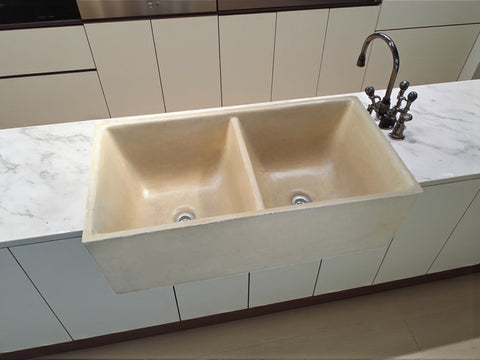 Image of Large Sandstone Double Concrete Kitchen Butler Basin 80 x 40 x 27cm (50mm Outlet) Seedleme