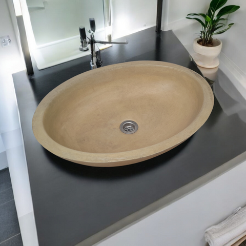 Image of Angels Rock Pool Sandstone Bespoke Bathroom Sink 545x400x165mm Seedleme