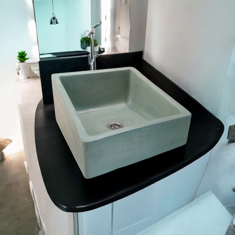 Image of Bespoke Green Concrete Slanting Pyramid Sink 360 x 365mm Seedleme