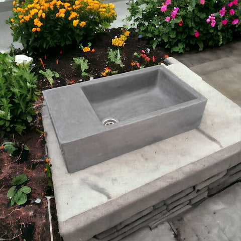 Image of Charcoal Concrete basin / sink 420 x 240 x 115mm High Quality concrete - Seedleme