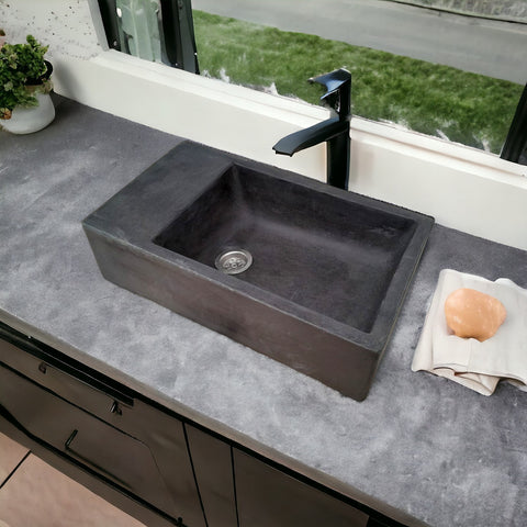 Image of Black Cement Basin/Sink 420 x 240 x 115mm - Seedleme
