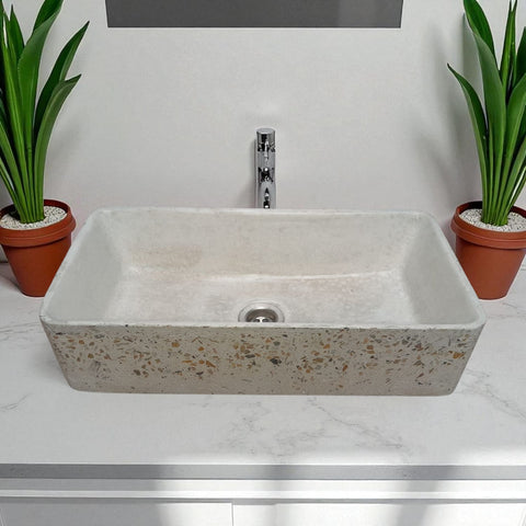 Image of Aquatina Ivory Namibian Dream Concrete Basin 47 x 23.5 x 12cm Seedleme