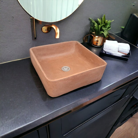 Image of Choc Plum Concrete Butler Bespoke Basin/Sink 36 x 36 x 12cm Seedleme