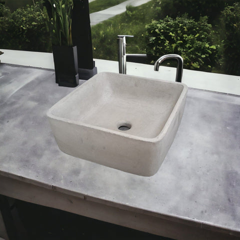 Image of Concrete Cement Handmade Basin Countertop Butler Sink 31 x 31 x 12cm Seedleme