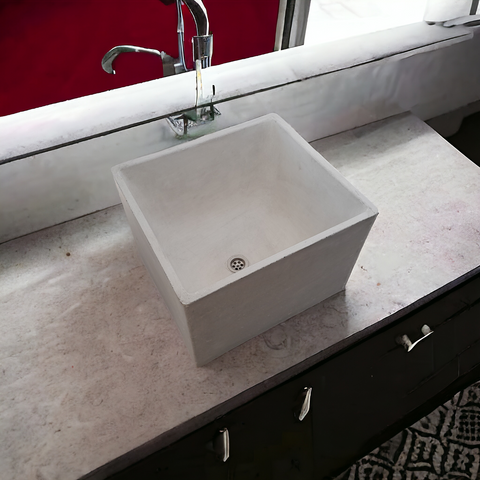 Image of Large Ivory Square Farm Style Bespoke Sink 45 x 40 x 31cm Seedleme