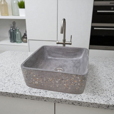 Image of Charcoal Namibian Dream 31 x 31 x 12cm Bespoke Exposed Sink Seedleme