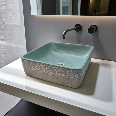 Image of Green Namibian Dream Concrete Handmade Basin 36 x 36 x 12cm Seedleme