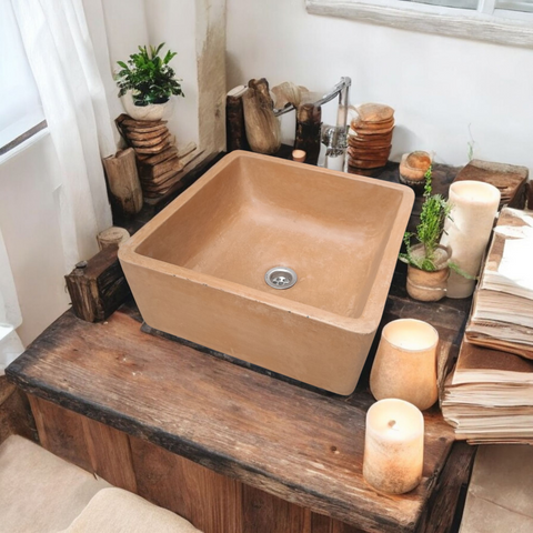 Image of Burnt Orange Mermaids Pond 39x39x16cm Bespoke Sink Seedleme