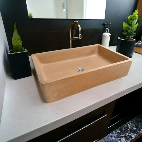Image of Burnt Orange Large Concrete Sink 605x410x130mm Bespoke Basin Seedleme