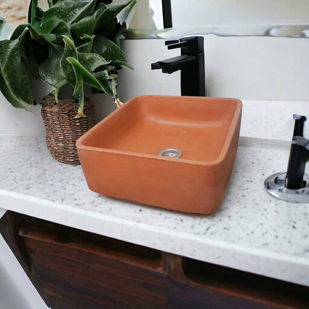 Terracotta Concrete Countertop Butler Sink 31 x 3 1 x 12cm