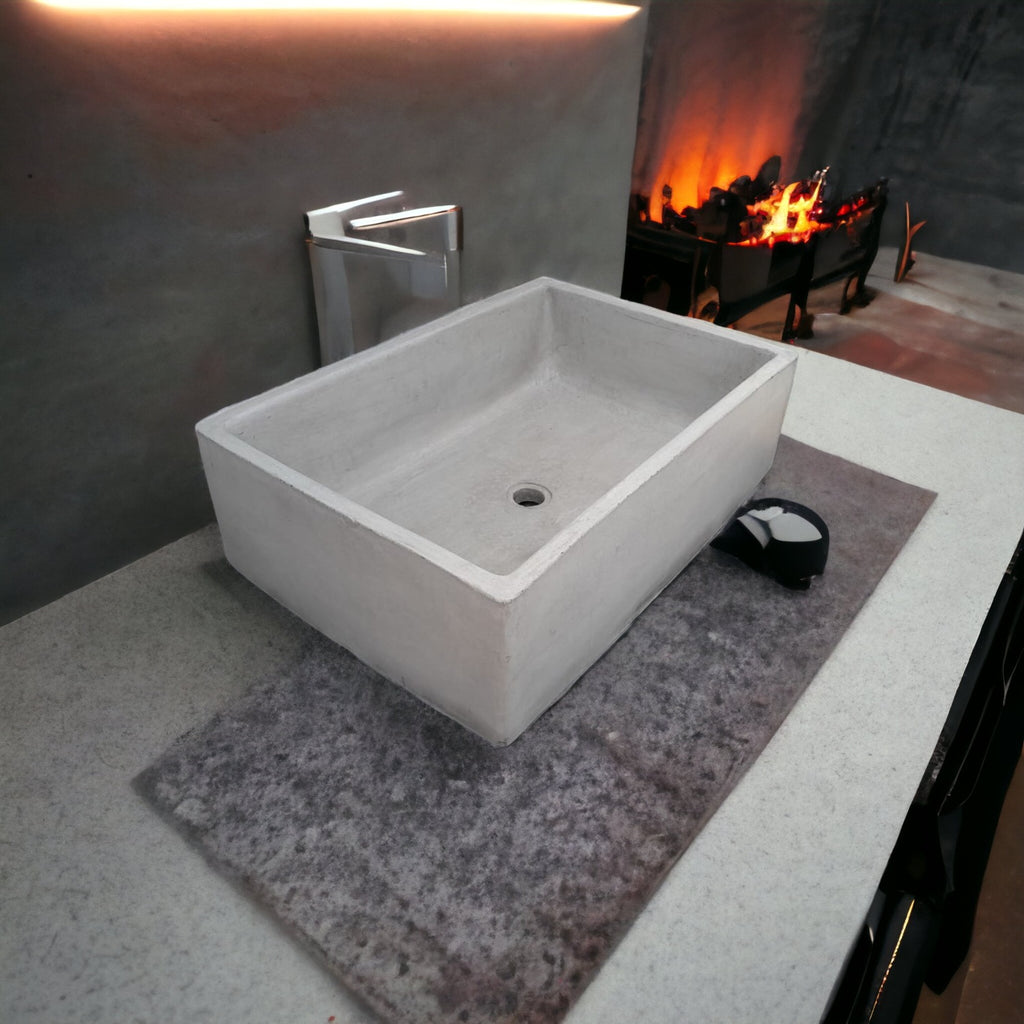 Grey Cement Bespoke Basin 65 x 45 x 20cm Single Butler. Handmade Concrete Countertop Sink