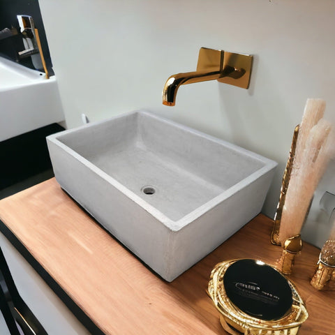 Image of Grey Cement Bespoke Basin 65 x 45 x 20cm Single Butler. Handmade Concrete Countertop Sink Seedleme