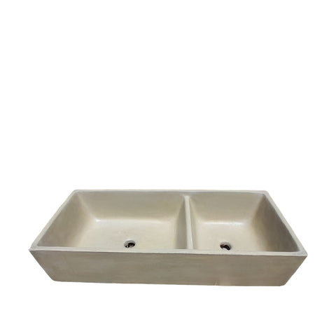 Image of Sandstone Double Butler 101 x 44.5 x 20.5cm Basin - Bespoke Handmade Sink Seedleme