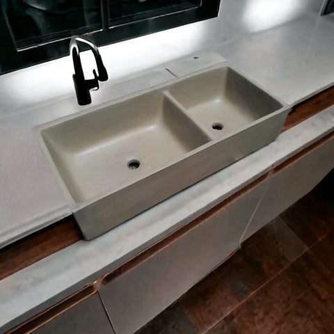 Image of Sandstone Double Butler 101 x 44.5 x 20.5cm Basin - Bespoke Handmade Sink