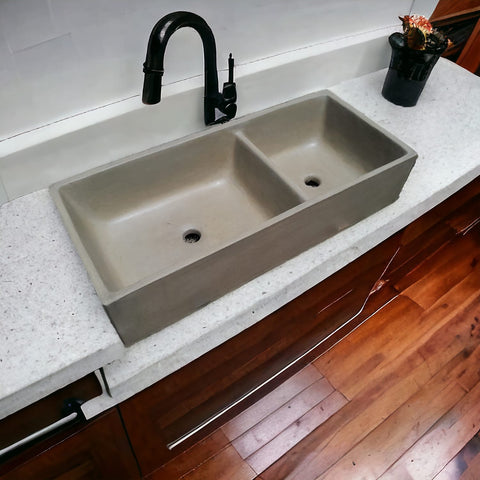 Image of Sandstone Double Butler 101 x 44.5 x 20.5cm Basin - Bespoke Handmade Sink