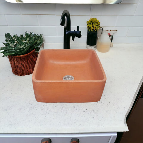 Image of Terracotta Concrete Countertop Butler Sink 31 x 3 1 x 12cm