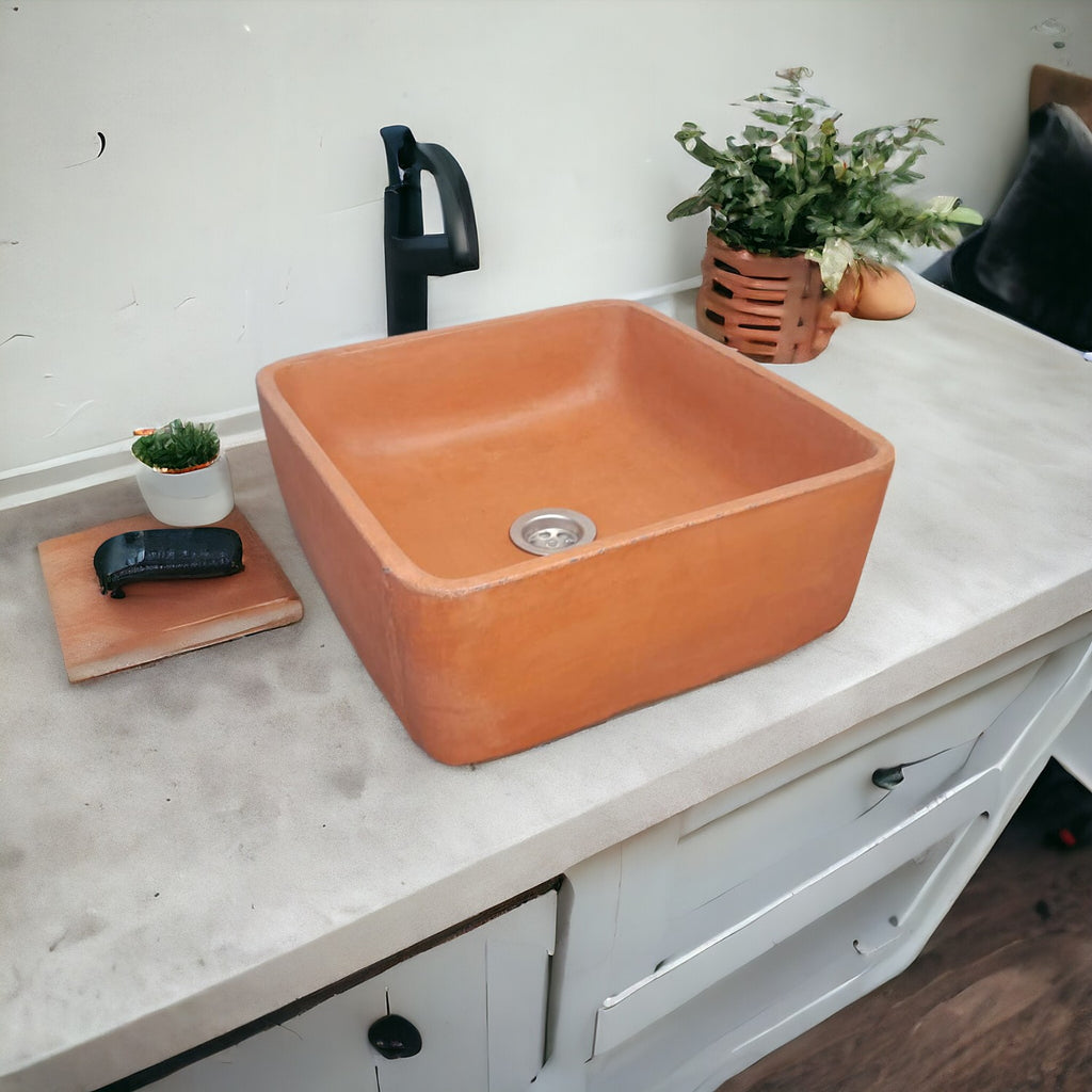 Terracotta Concrete Countertop Butler Sink 31 x 3 1 x 12cm