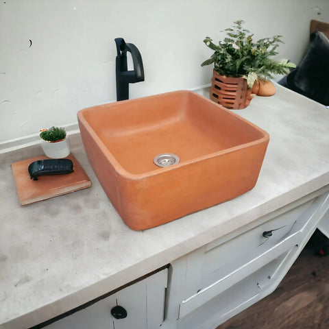 Image of Terracotta Concrete Countertop Butler Sink 31 x 3 1 x 12cm Seedleme