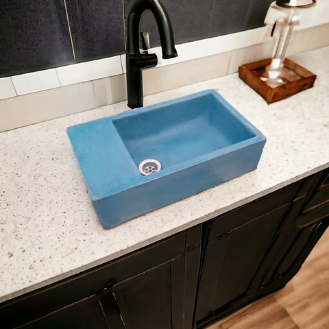 Image of Blue Concrete Basin/Sink 420 x 240 x 115mm