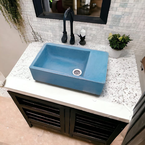 Image of Blue Concrete Basin/Sink 420 x 240 x 115mm