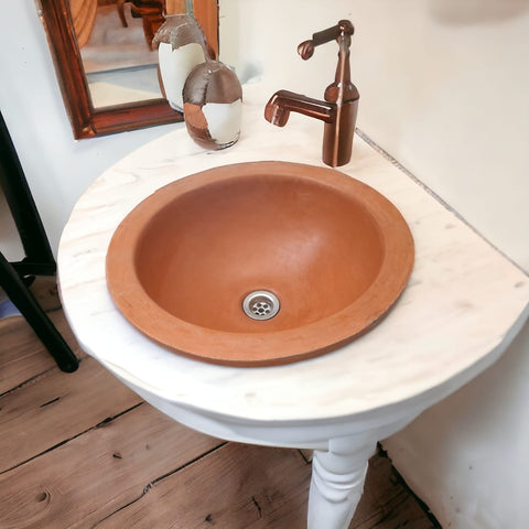 Image of Terracoota Bespoke Round Concrete Drop-In Sink 43 x 43 x 15cm Seedleme