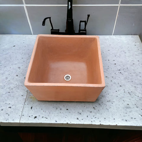 Image of Large Terracotta Square Concrete Basin 45 x 40 x 31cm