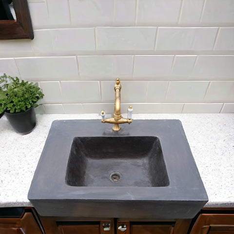 Image of Bespoke Charcoal Flat Top Bathroom Sink 67.5 x 49.5 x 19cm Seedleme