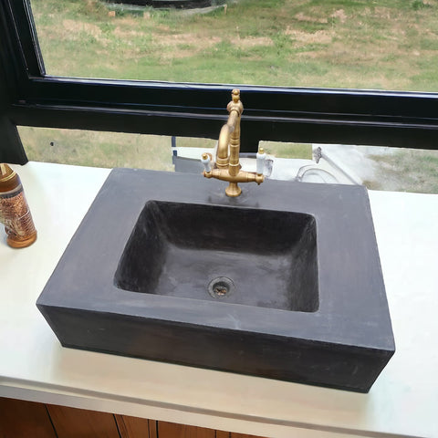 Image of Bespoke Charcoal Flat Top Concrete Bathroom Sink 73.2 x 49.5 x 19cm Seedleme