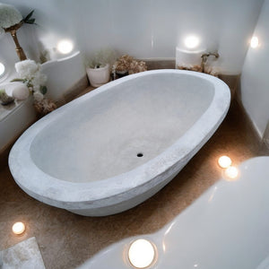 Silverland Grey Concave Concrete Bath 187.5 x 119 x 52cm