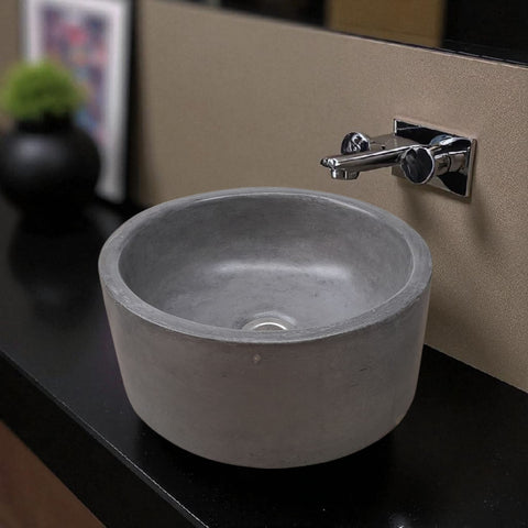 Image of Charcoal Round Bespoke Concrete Sink 30 x 30 x 13cm Seedleme