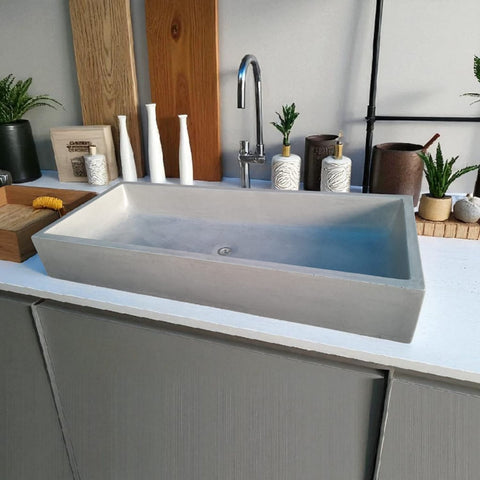 Image of Bespoke 140 x 60 x 20cm Grey Butler Concrete Sink