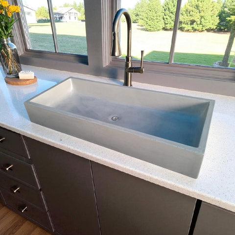 Image of Bespoke 140 x 60 x 20cm Grey Butler Concrete Sink Seedleme