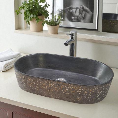 Image of Gaia's Ark Black Namibian Dream Bespoke Concrete Sink 53 x 30 x 11.5cm Seedleme