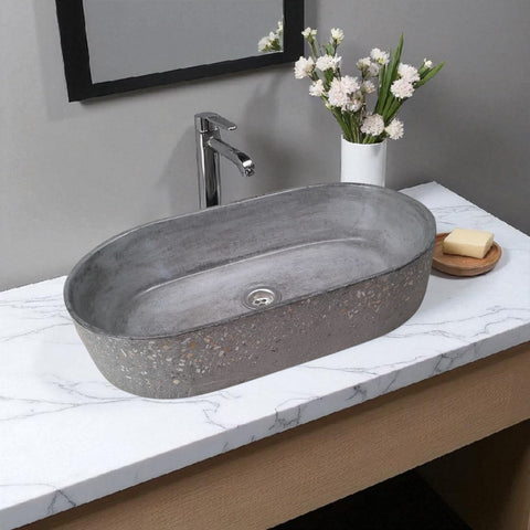Image of Gaia's Ark Charcoal Namibian Dream Bespoke Concrete Sink 53 x 30 x 11.5cm
