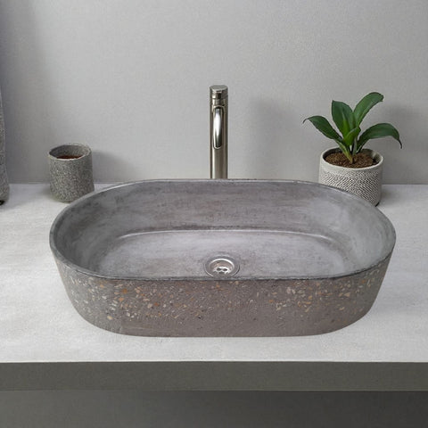 Image of Gaia's Ark Charcoal Namibian Dream Bespoke Concrete Sink 53 x 30 x 11.5cm