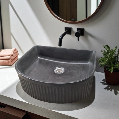 Image of The Aphrodite Black Bespoke Concrete Sink 40 x 37.5 x 12.5cm Seedleme
