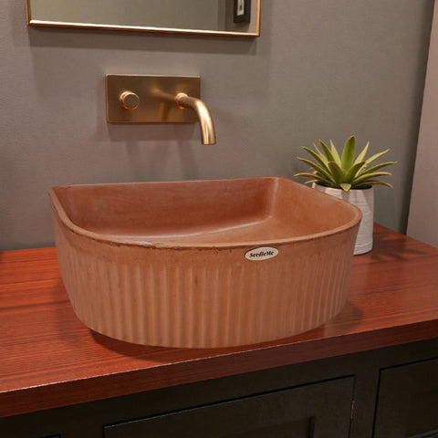 Image of The Aphrodite Terracotta Bespoke Concrete Sink 40 x 37.5 x 12.5cm Seedleme